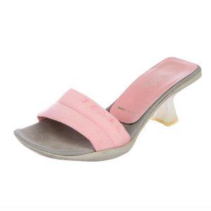 Baby Pink Prada Logo Slip On Sandals Size 7.5